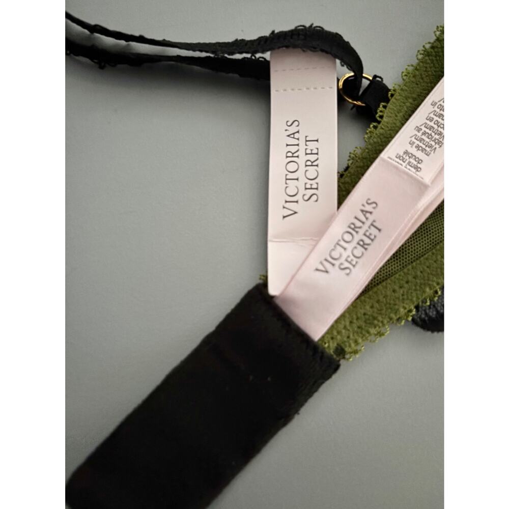 Victoria's Secret Bra Very Sexy Green Mesh Black Dot Unlined Underwire Demi 36B - Picture 4 of 4